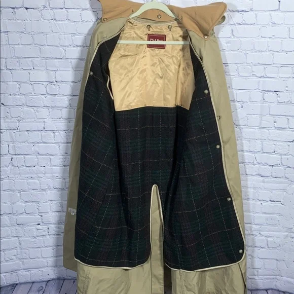 Jos. A Bank Mens VTG Trench Coat Tan Size 40R Removable Plaid Flannel Lining